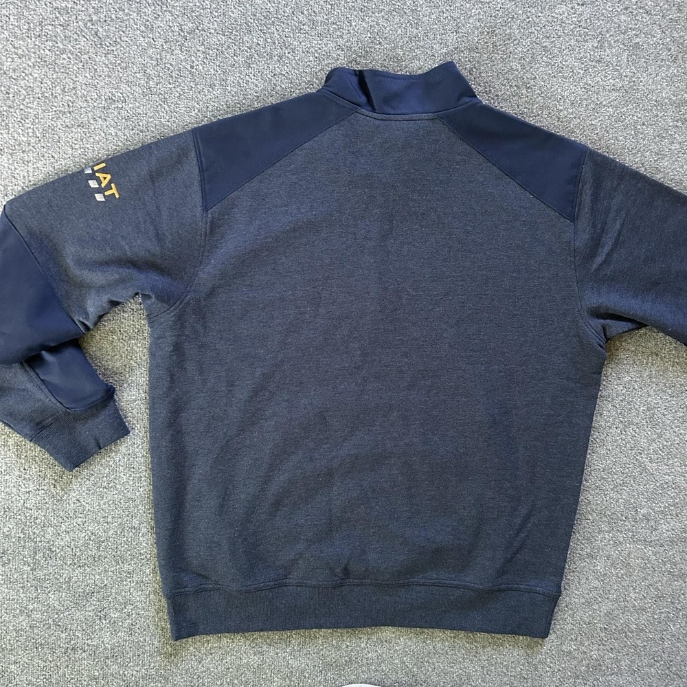 Ariat Jacket Mens XL Blue Rebar Workman 1/4 Zip Duracanvas Fleece Pullover - Picture 11 of 11
